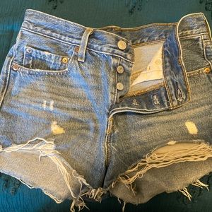 Levi's Size 26 Shorts: Cute Holes and Fringe for Summer Fun! Worn once!